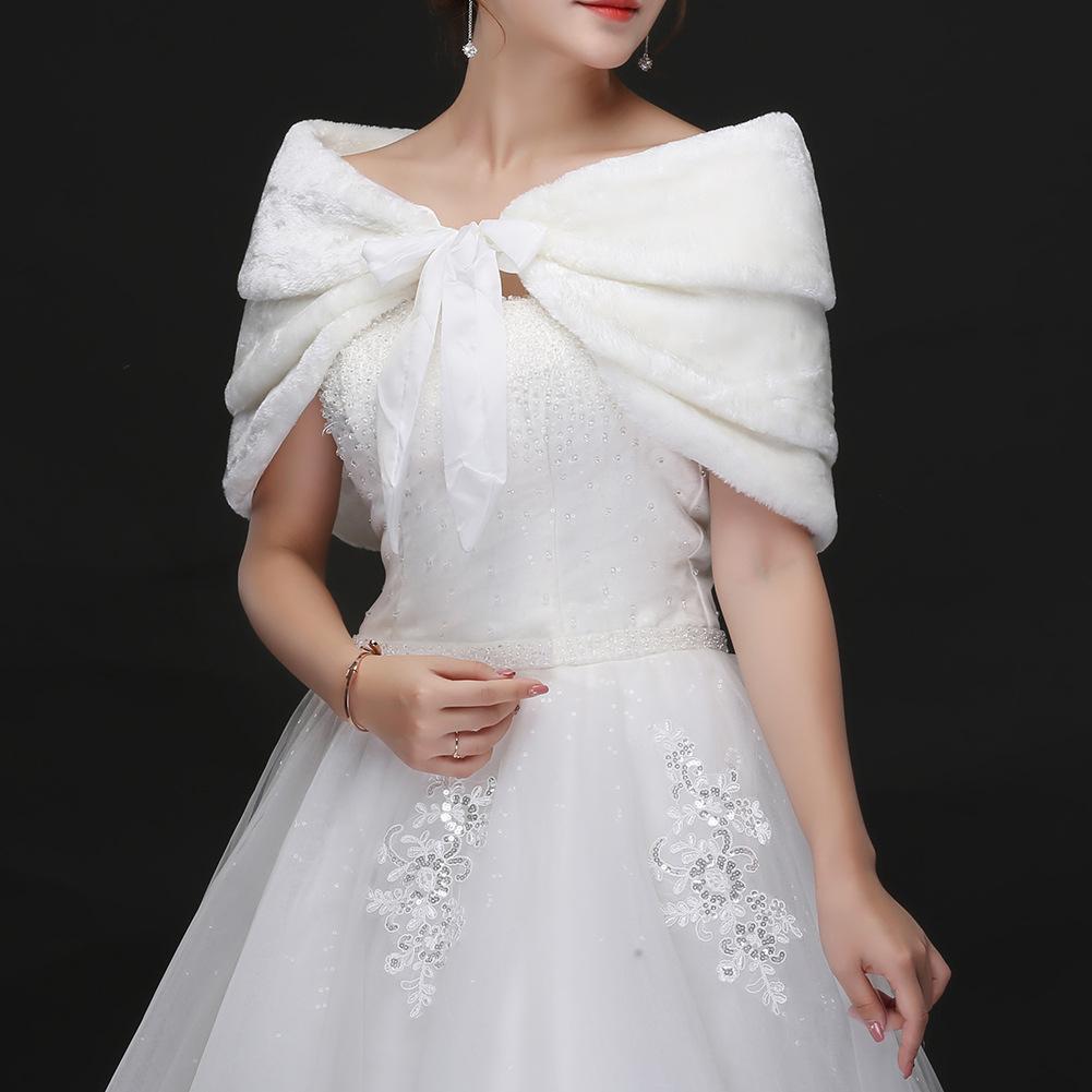 Bridal Plush Shawl Wedding Dress Winter Warm Three-layer Tassel Shawl